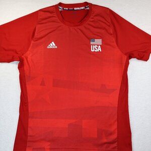 USA Volleyball Jersey Shirt Mens Large Red adidas Primeblue‎ Stretch